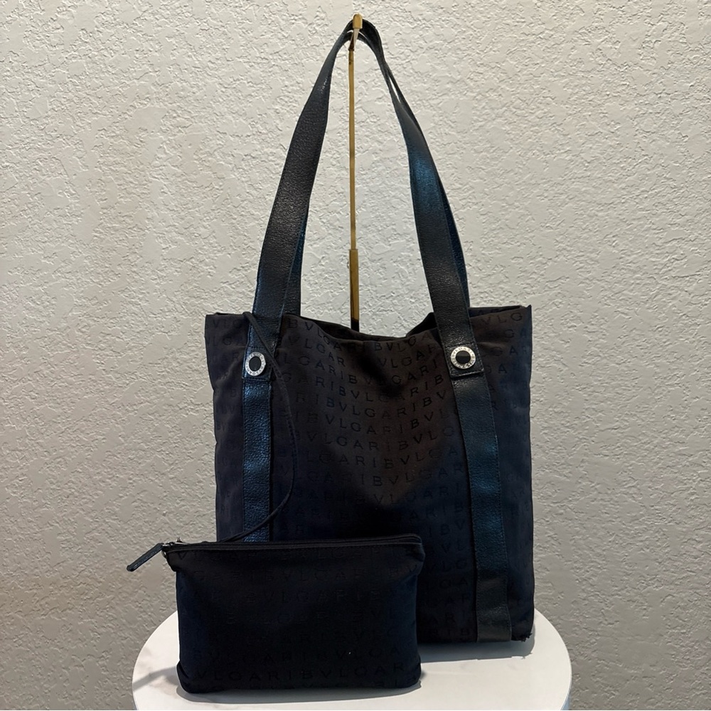 Bvlgari Black Shoulder Bag Canvas with pouch